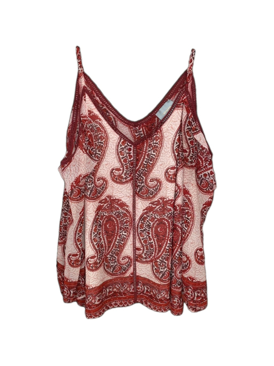 Skies Are Blue Tops - Skies Are Blue Cold Shoulder Blouse Womens L Red Paisley Boho Top